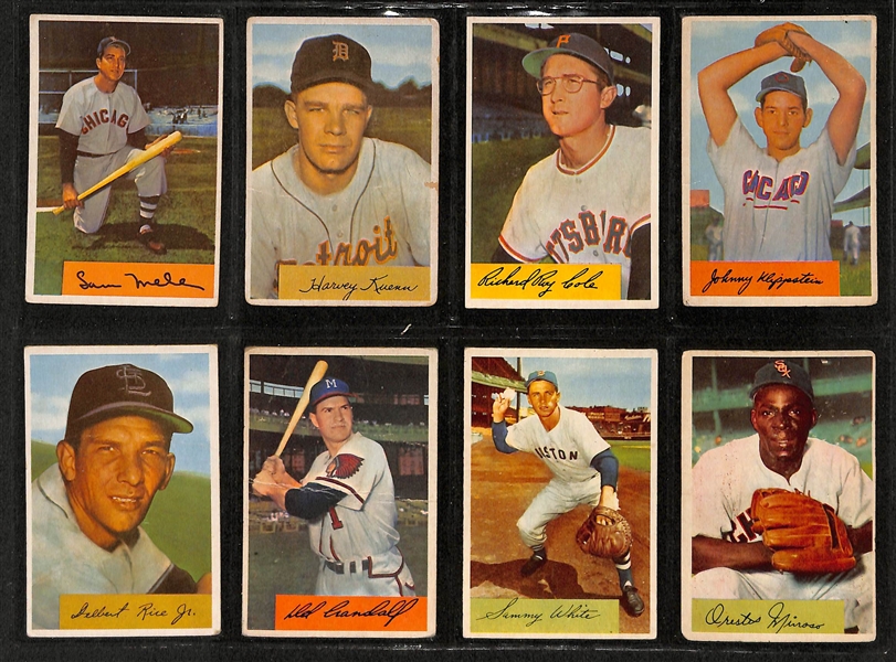 Lot Of 74 1954 Bowman Baseball Cards w. Ralph Kiner